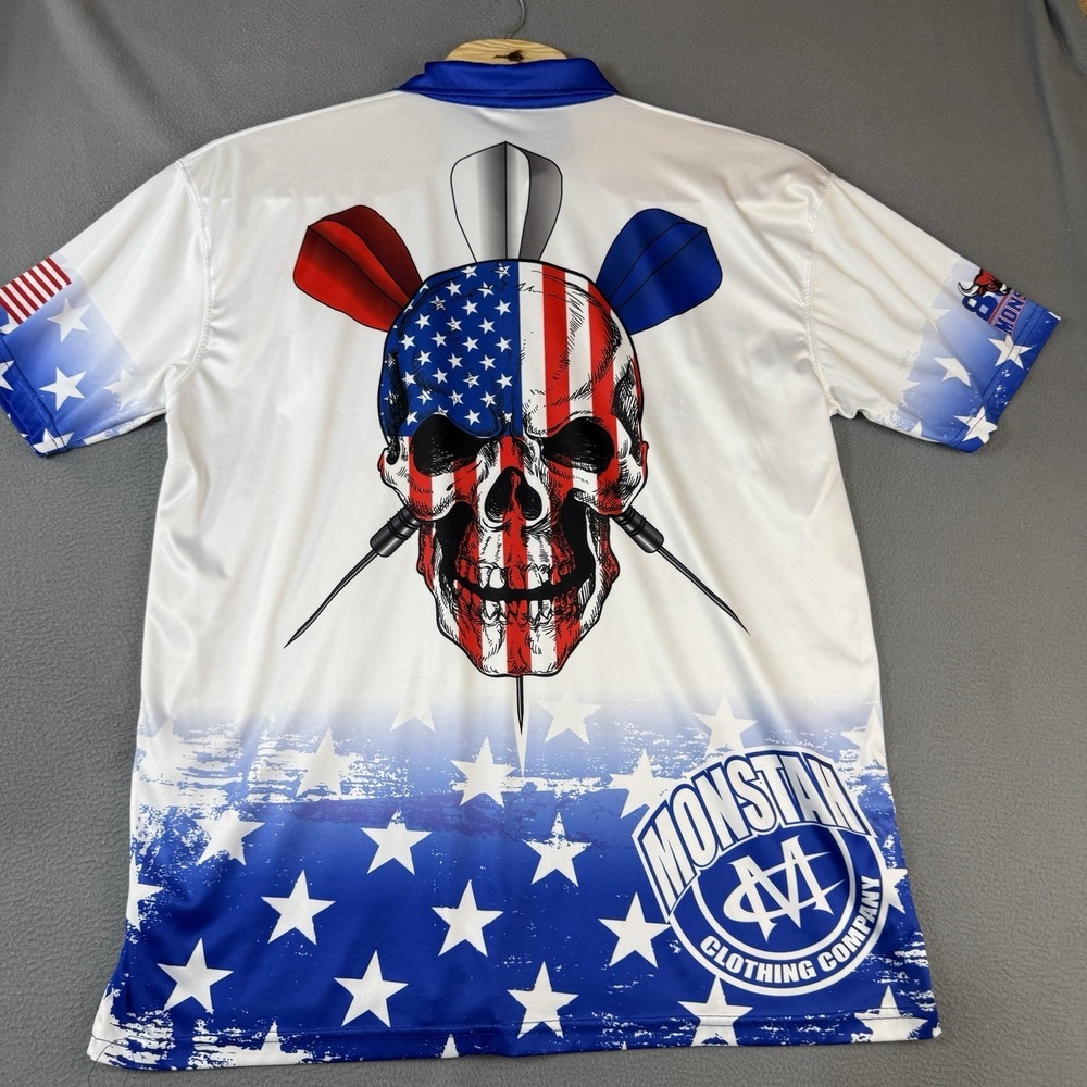 Monstah Dart Jersey USA Themed Mens XXL Red White & Blue Shooting Darts Bullseye